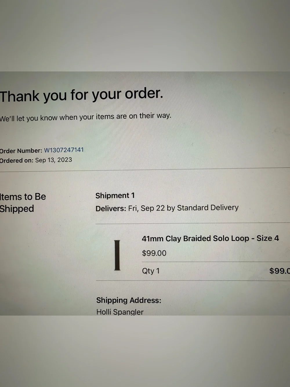 Apple Watchband-41MM Clay/Dark Grey Braided Solo Loop-Size 4-Color Discontinued